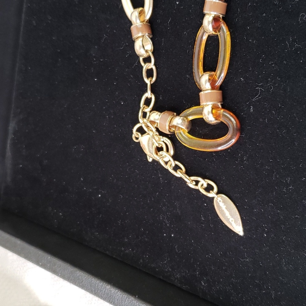 Coldwater Creek necklace Boho faux  amber tortoise gold necklace - Picture 2 of 6